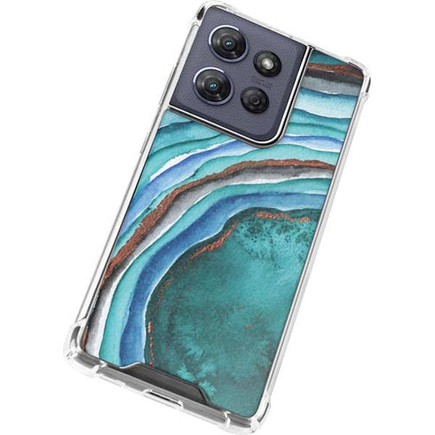 Turquoise Watercolor Geode Moto G Play 5G (2025) Clear Case
